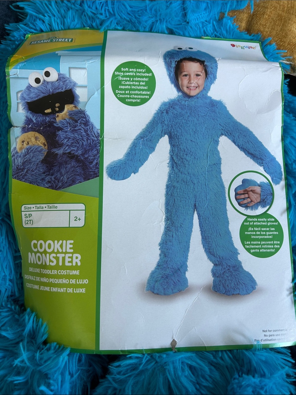 Sesame Street Cookie Monster Plush Blue Toddler Costume 2 T used 1x
